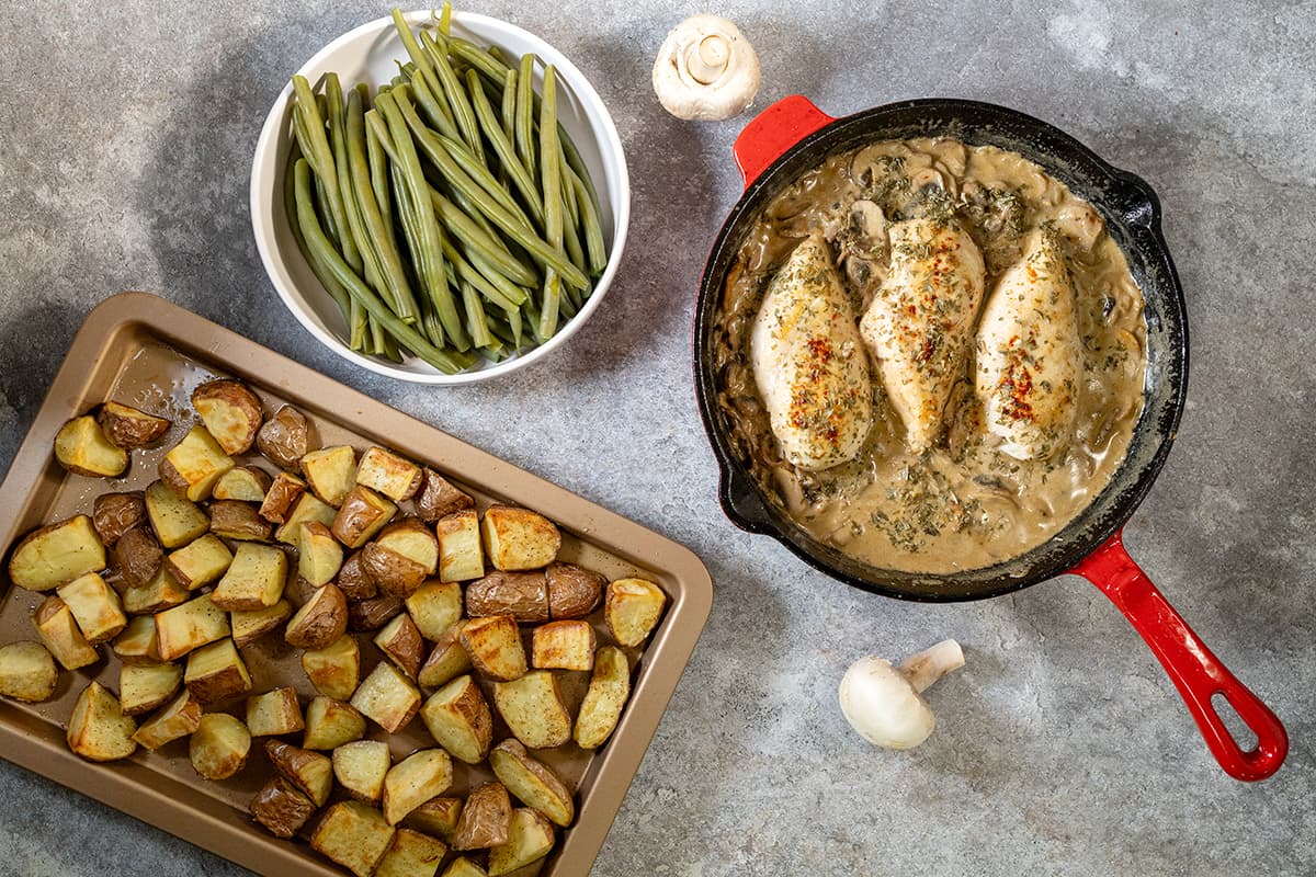 Poulet à la crème et champignons
