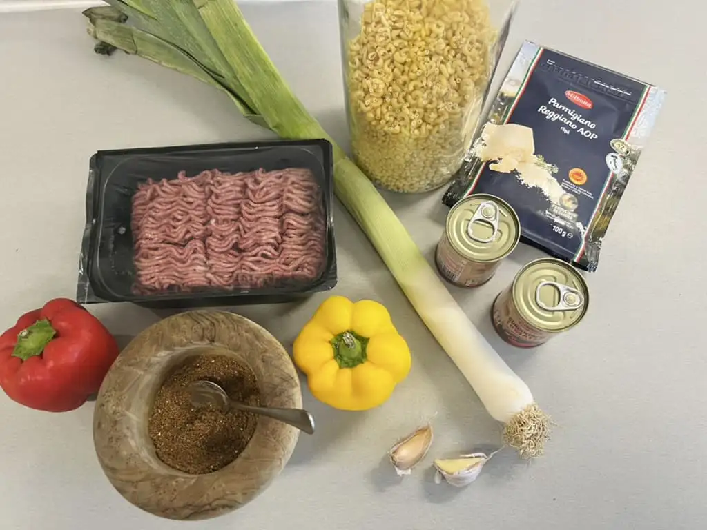 Macaronis express à la viande ingrédients