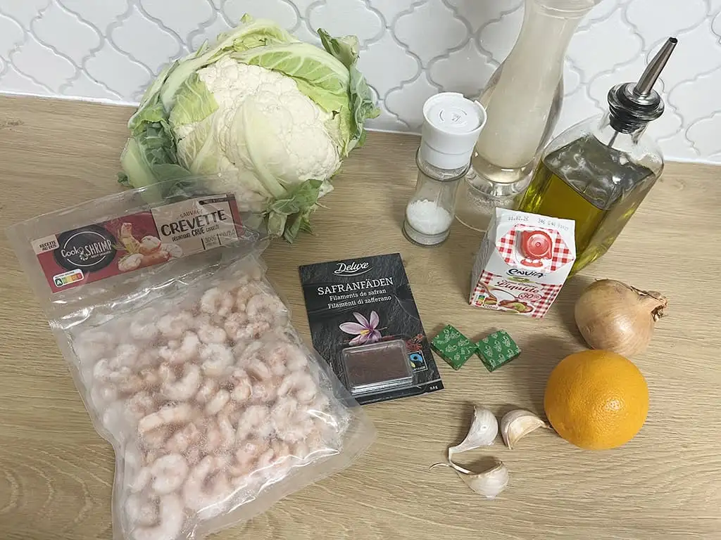 Velouté de chou-fleur aux crevettes ingrédients