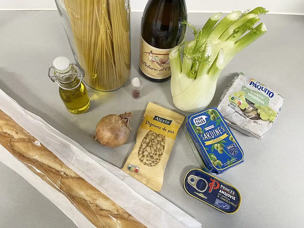 Pasta con le sarde ingrédients