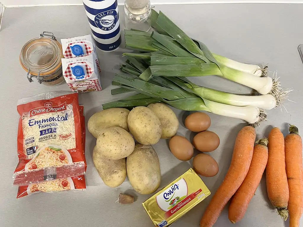 Gratin de carottes et poireaux ingrédients