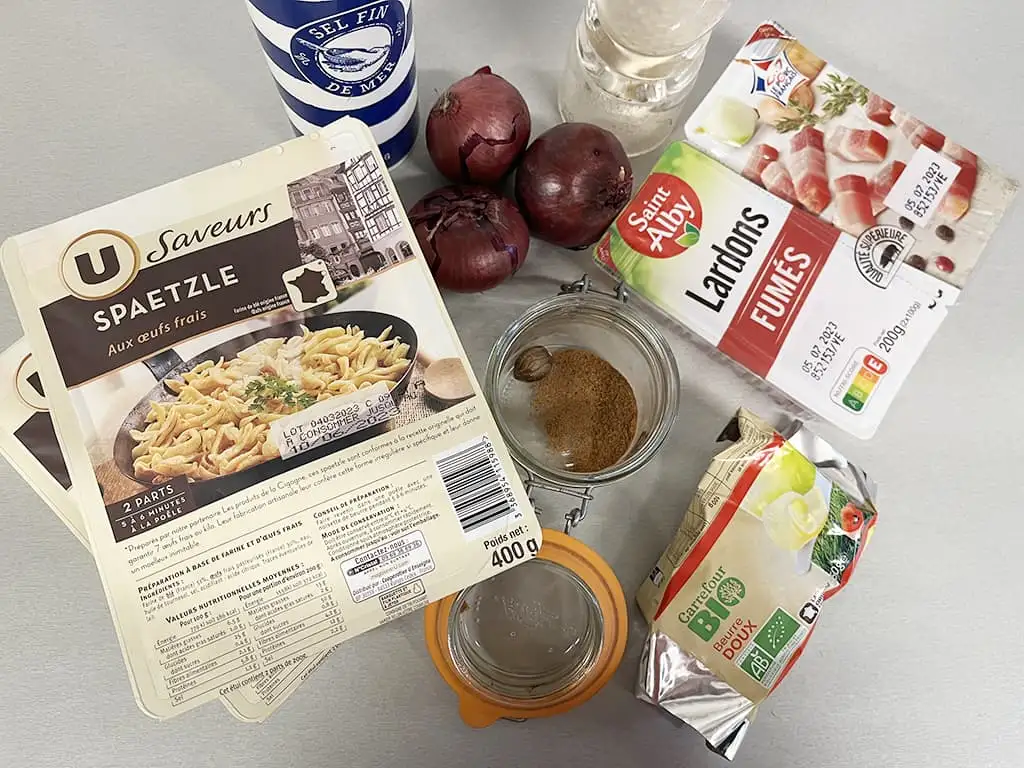 Spätzle au lardons et à l'oignon ingrédients
