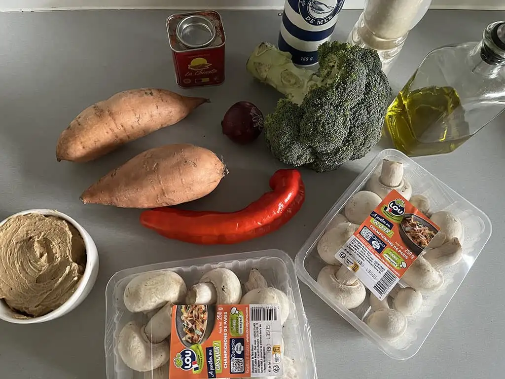 Traybake de patate douce ingrédients
