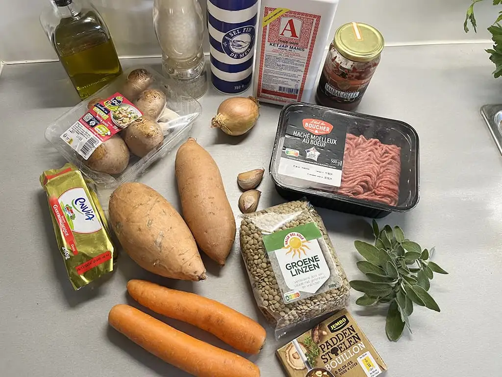 Gratin de haché et patate douce ingrédients