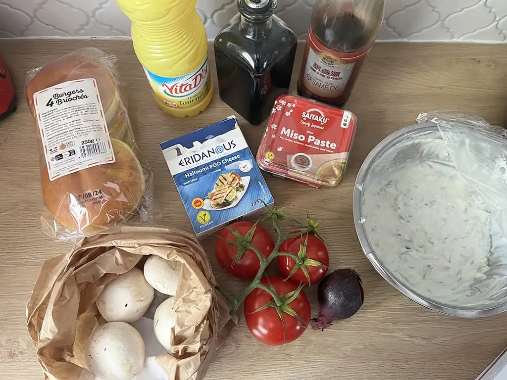 Burger de halloumi aux champignons ingrédients