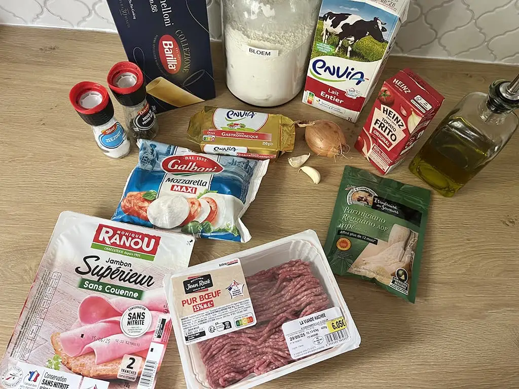 Cannelloni au haché et mozzarella ingrédients