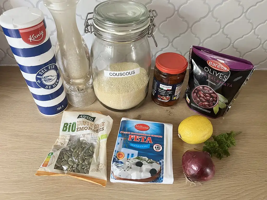 Salade de couscous à la feta ingrédients