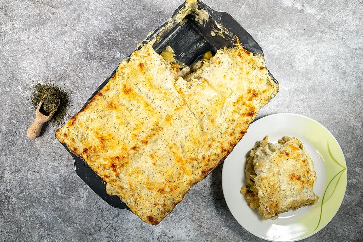 Lasagnes au fenouil et au poireau - une lasagne végétarienne crémeuse