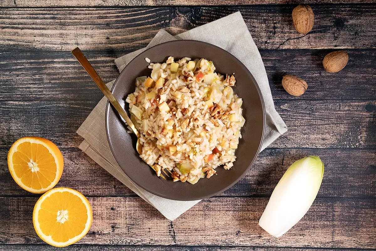 Risotto d’endive, pomme et noix - savoureuse risotto végétarienne