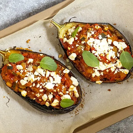 Recette: Aubergine farcie à la ratatouille