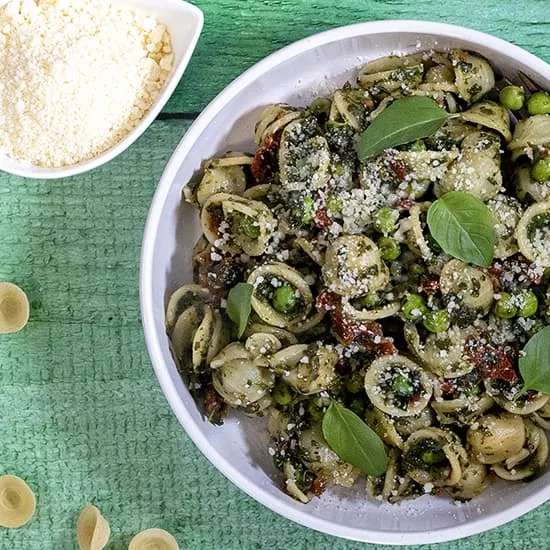 Recette: Orecchiette épinards et petits pois
