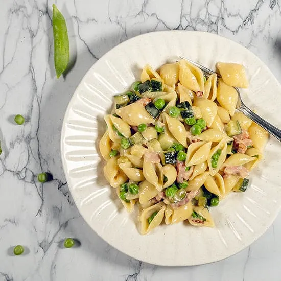 Recette: Pâtes crémeuses aux pois