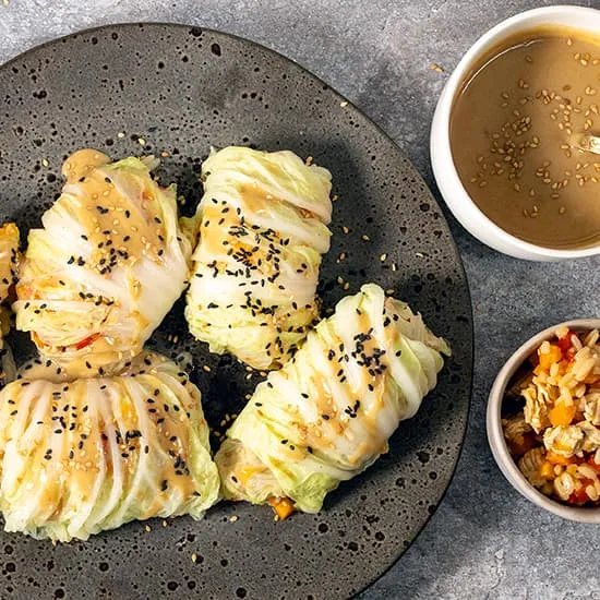 Recette: Rouleaux de chou chinois farcis de légumes et de dinde