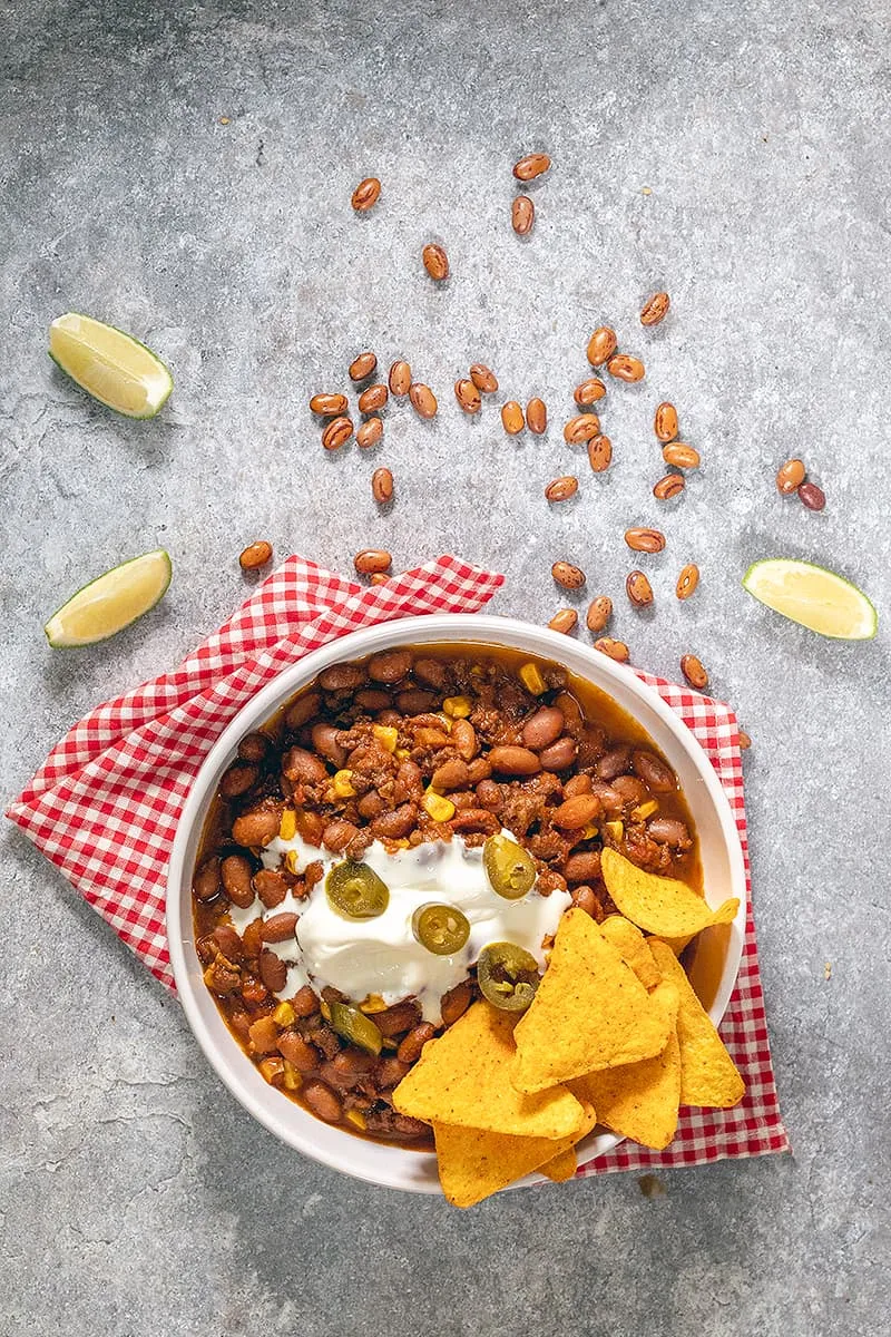 Ragoût de haricots façon mexicaine avec viande hachée et maïs