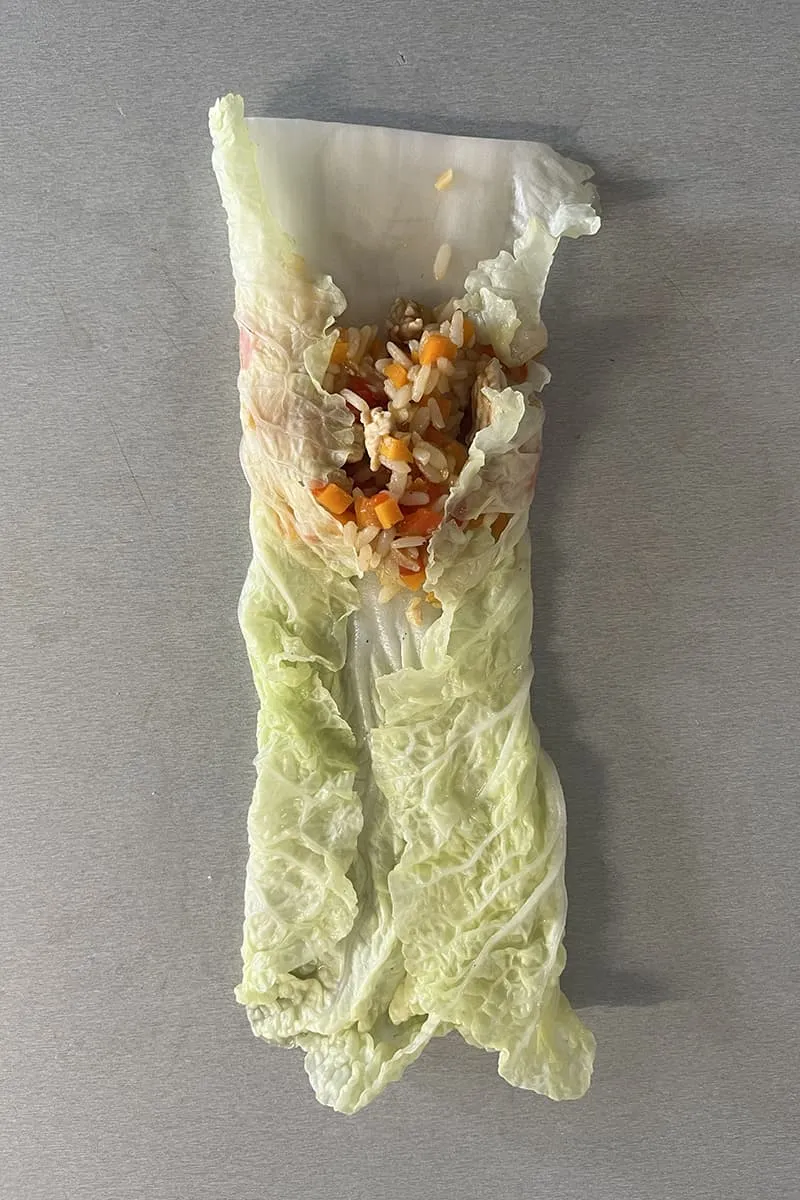 Préparation des rouleaux de chou chinois - étape 1